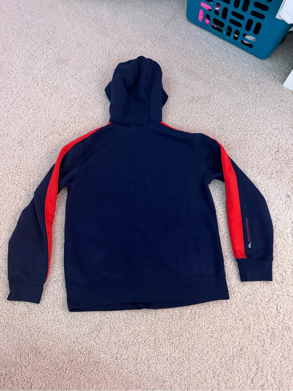 Ralph Lauren Polo Sport Navy Hooded Zip-Up with Red Sleeve Stripes - Kids